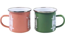 VW Collection T1 Bus Emaille Tassen Set 2 Stück 350 Ml Grün / Rosa -Camping Ausrüstung Geschäft 410210 2980349